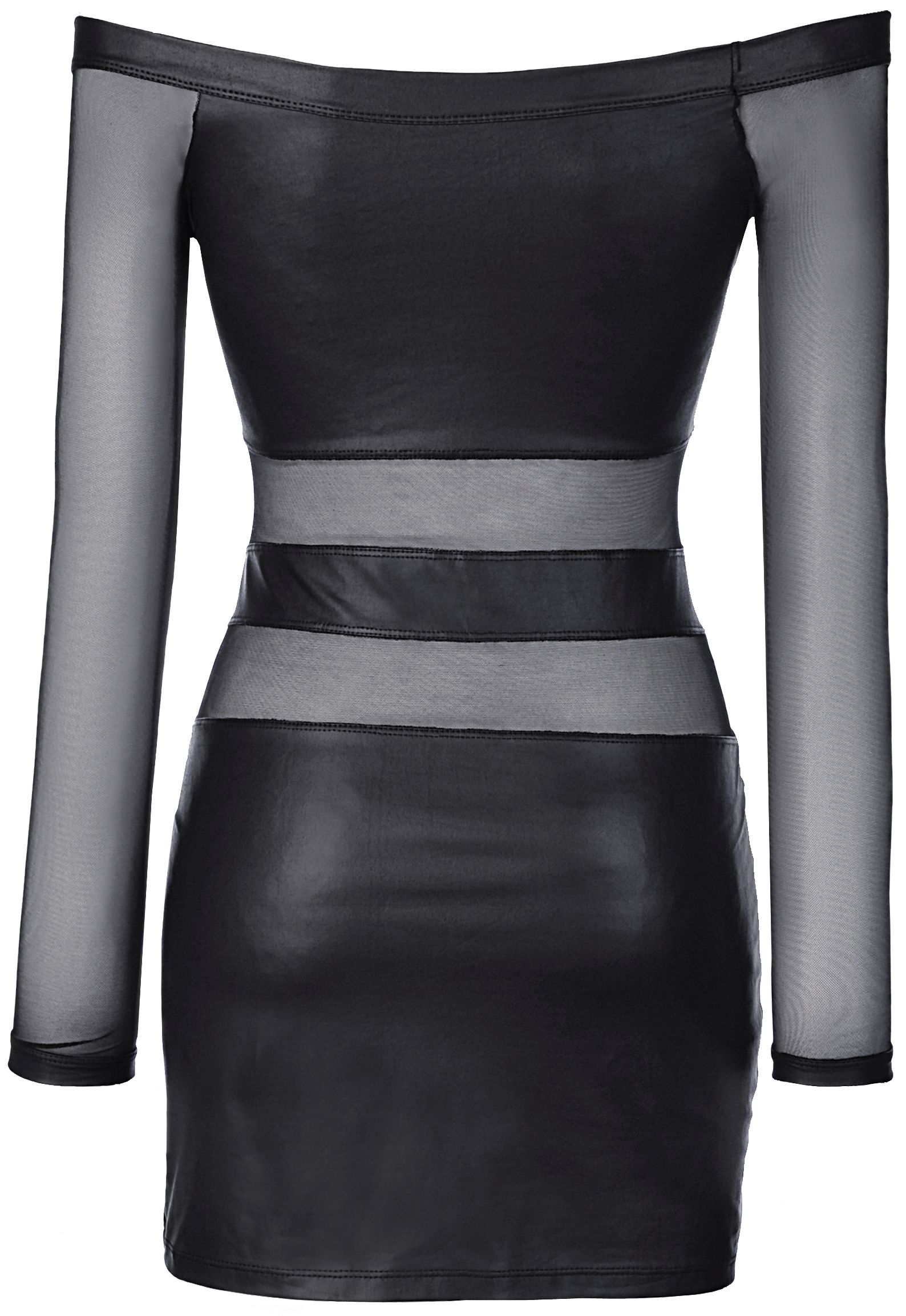 Wetlook Langarmkleid in schwarz