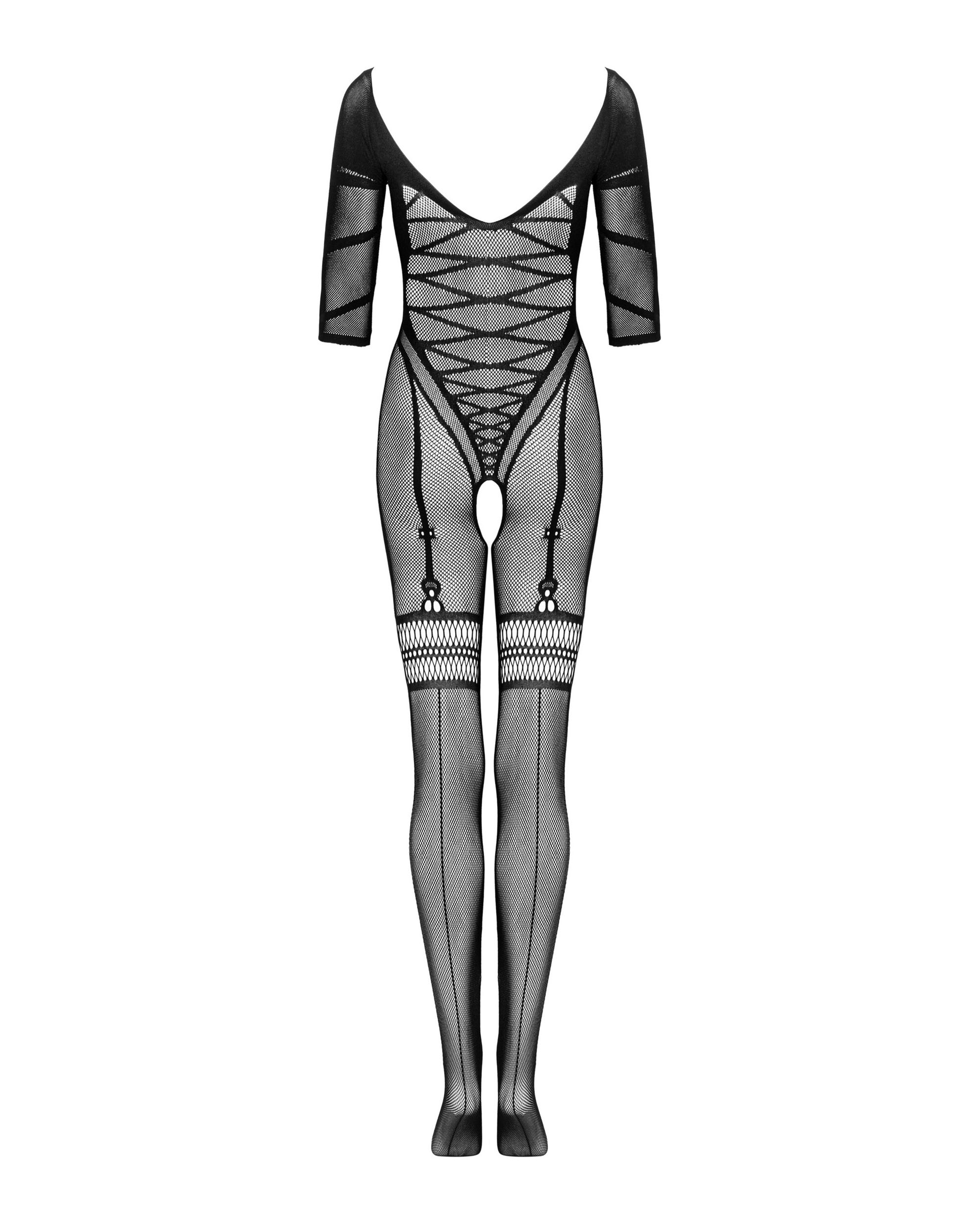 Ouvert-Catsuit mit Strapsmuster