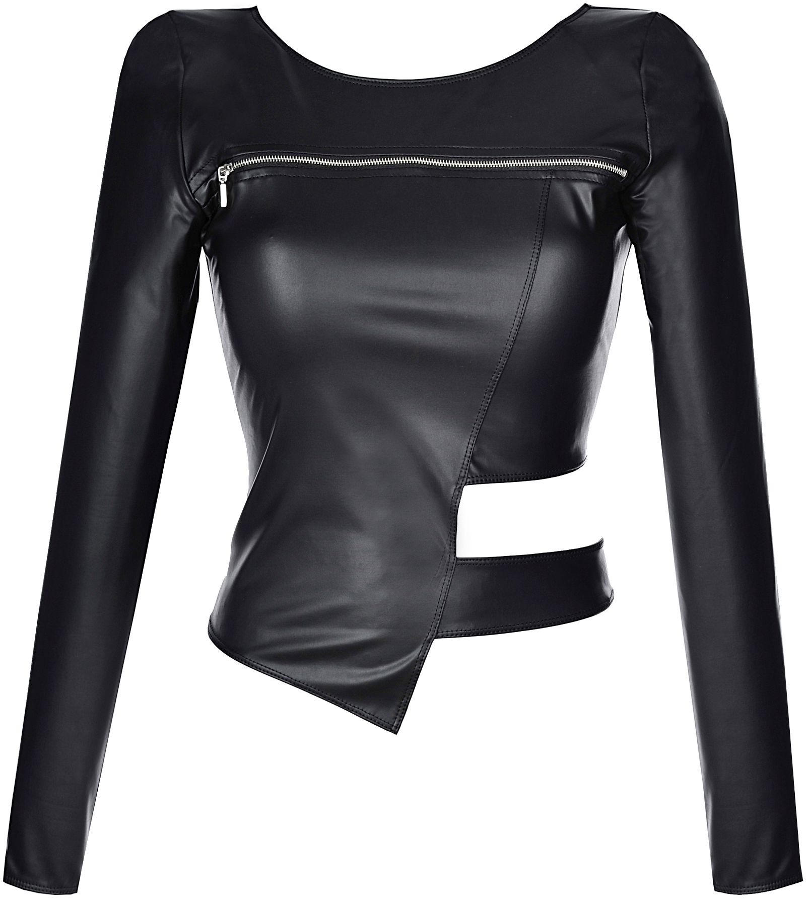 Langarm Kunstleder-Top