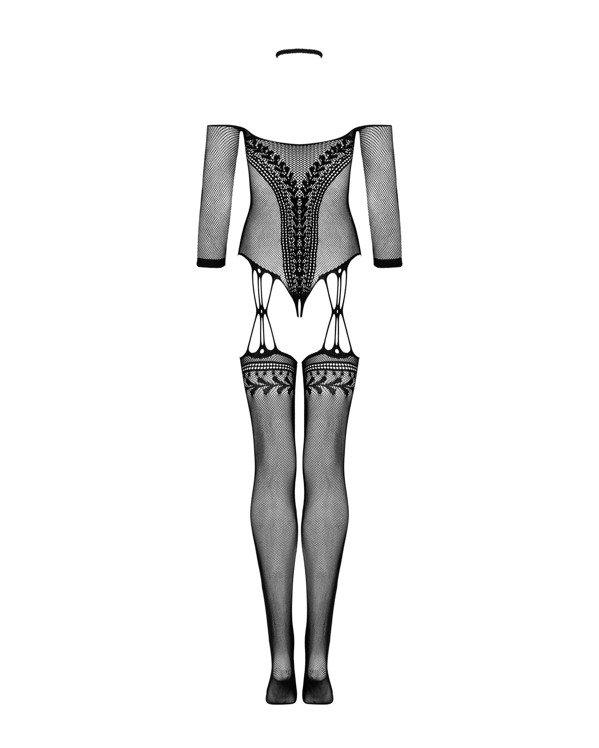 Ouvert-Bodystocking mit Ärmeln