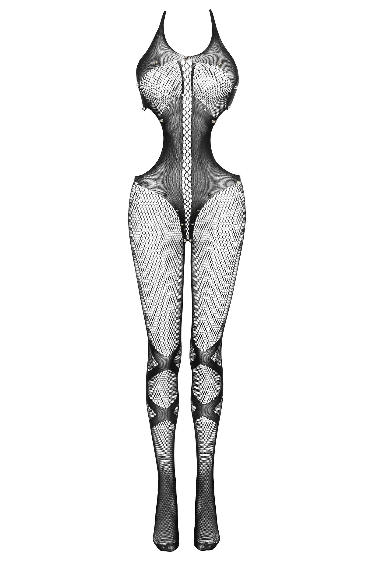 Ouvert-Bodystocking mit Metallnieten