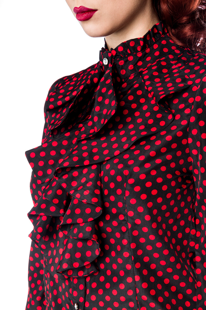 Rüschen Bluse schwarz-rot