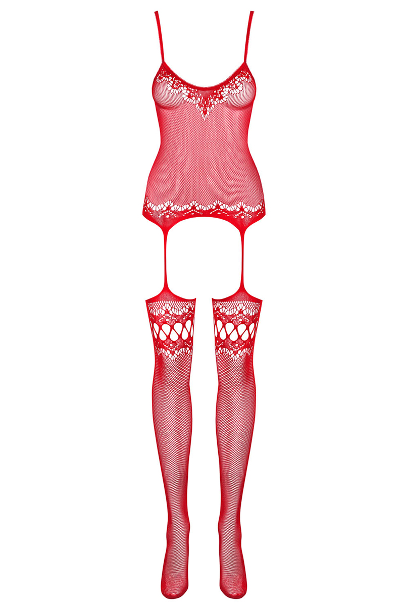Rotes Straps-Bodystocking