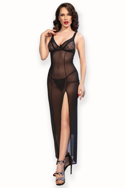 Langes Nachthemd mit Beinschlitz