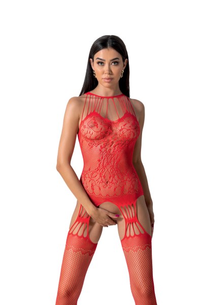 Roter Netz-Catsuit mit Riemen
