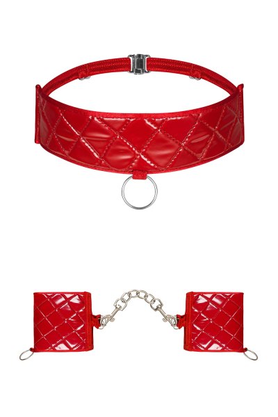 Rote Handschellen mit Halsband