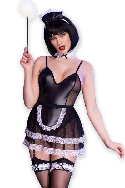 Hausmädchen-Set mit Body und Minirock