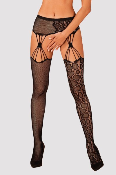 Strapsstrümpfe mit Leo-Muster